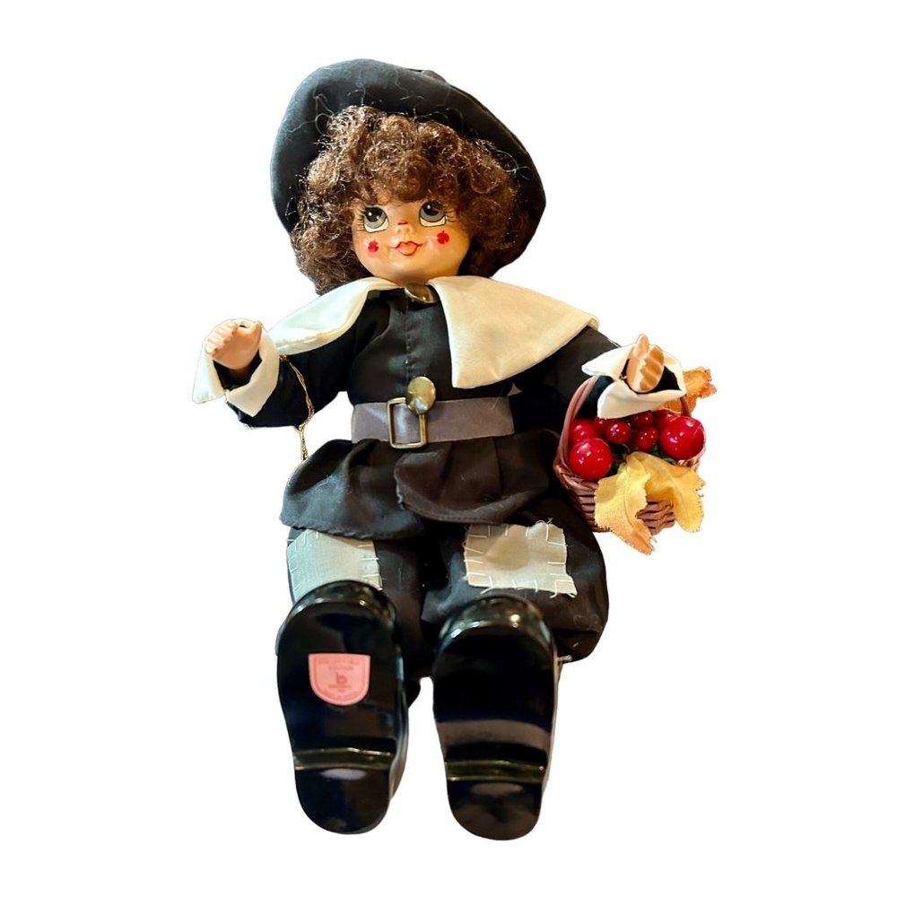 Winter Wonderland Porcelain Calendar‎ Clown Pilgrim Doll - 12 inches Tall